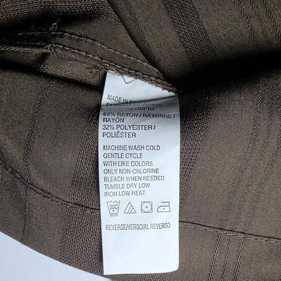 Van Heusen Mens Army Green Striped Button Up Shirt SIze Large 16/16 - Picture 4 of 8